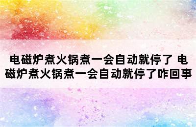 电磁炉煮火锅煮一会自动就停了 电磁炉煮火锅煮一会自动就停了咋回事